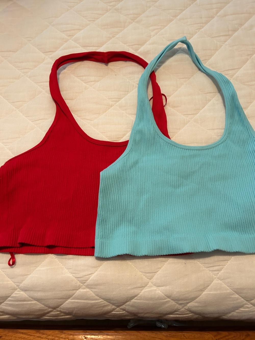 Women’s Ribbed Tank Top - Red and Light Blue